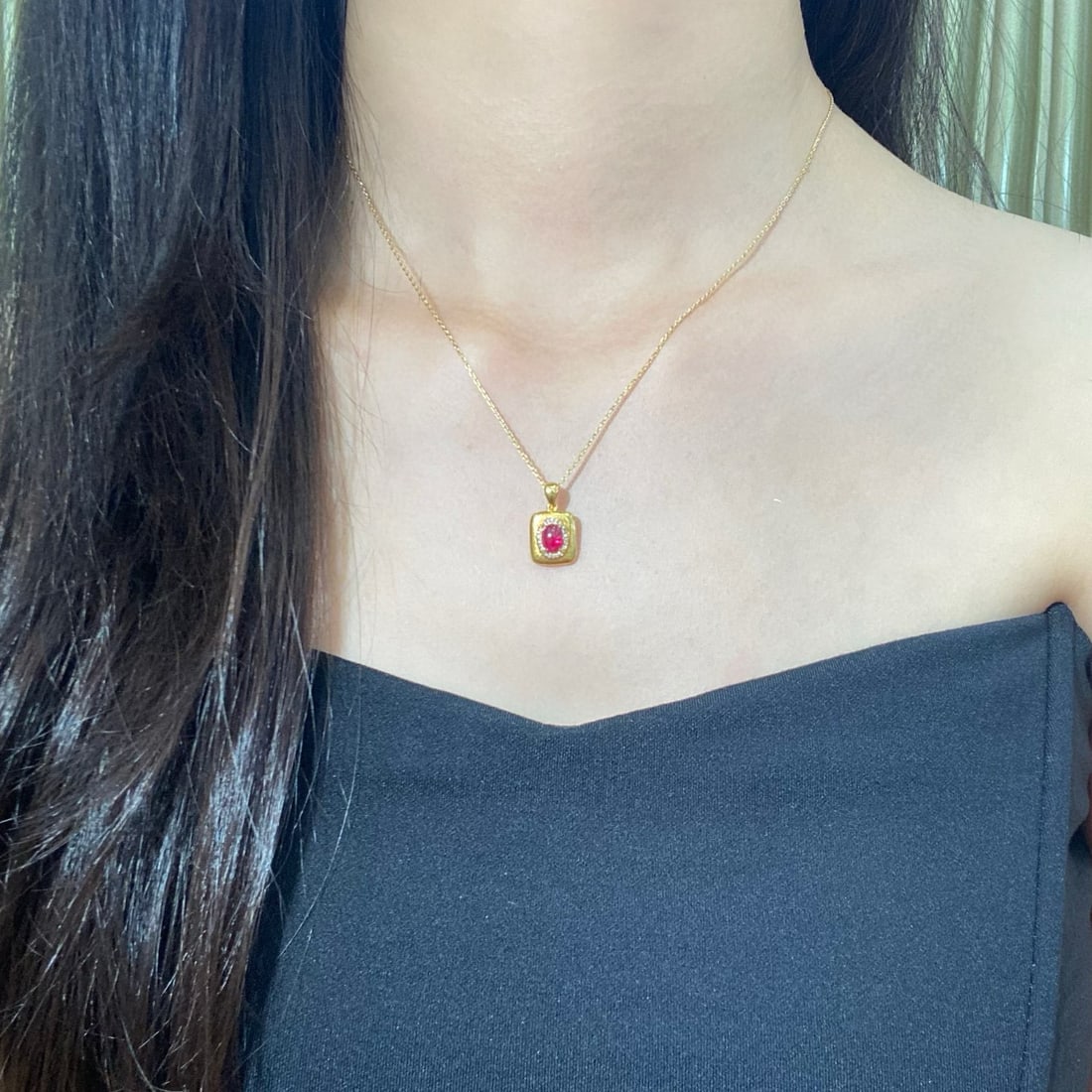 14k Gold 0.91 Ctw Natural Ruby & Diamond Pendant( Without Chain ) - 6