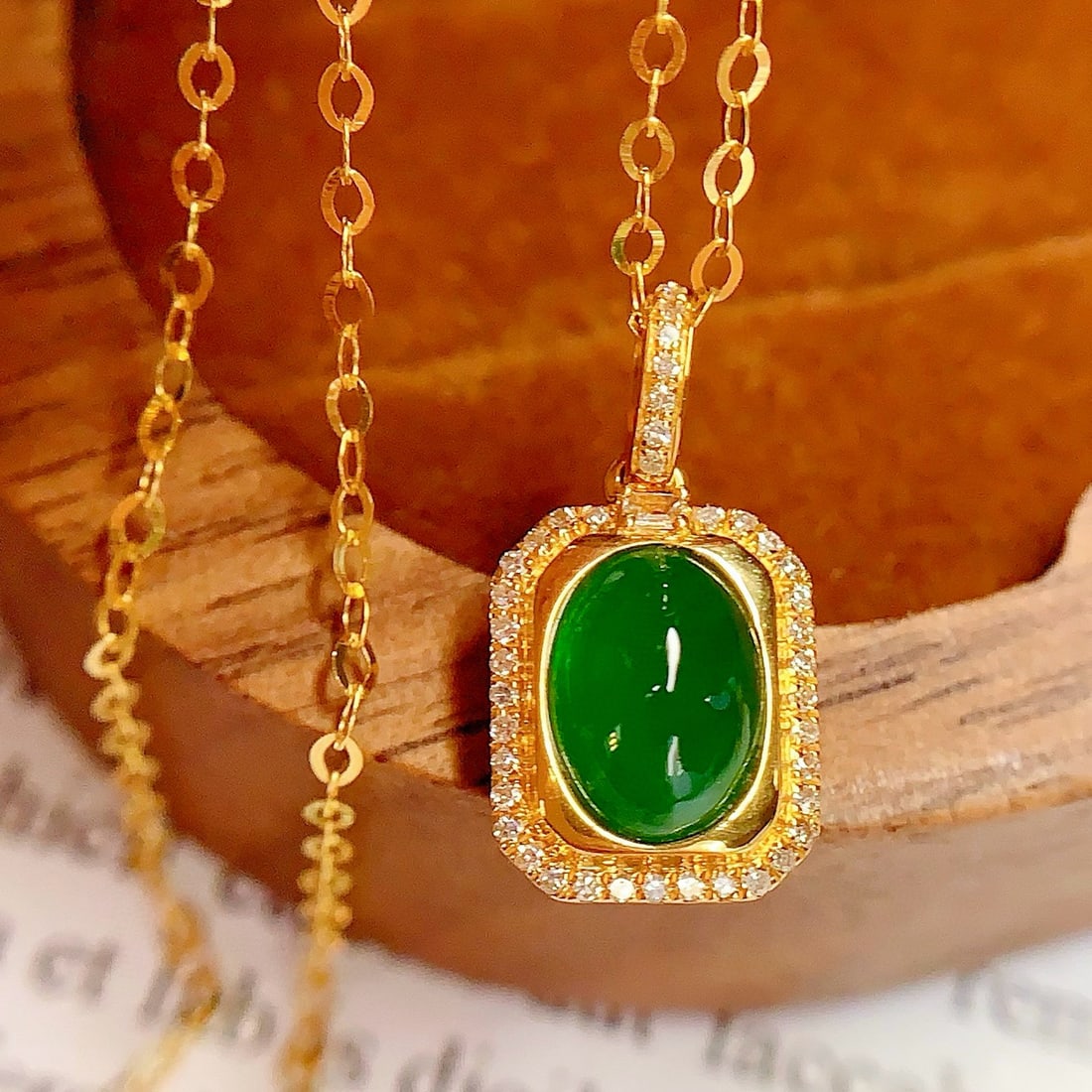 14k Gold 1 Ct Vivid Green Natural Emerald & Diamond Pendant( Without Chain ) - 3