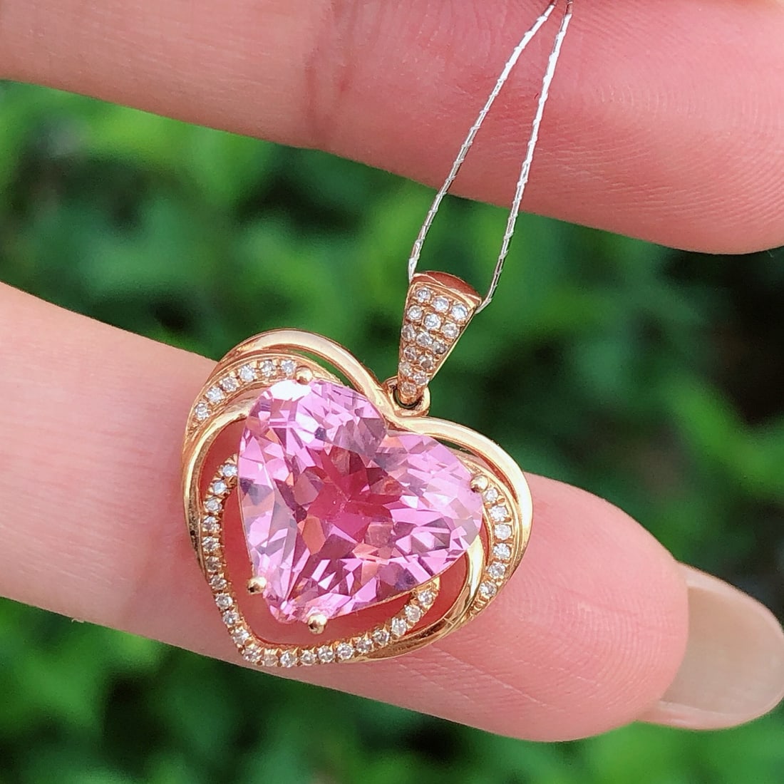 14k Gold 4.94 Ct Natural Tourmaline & Diamond Pendant( Without Chain ) - 3