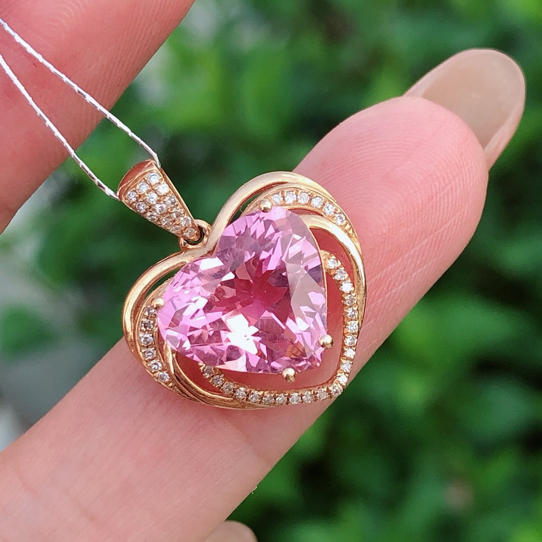 14k Gold 4.94 Ct Natural Tourmaline & Diamond Pendant( Without Chain ) - 4