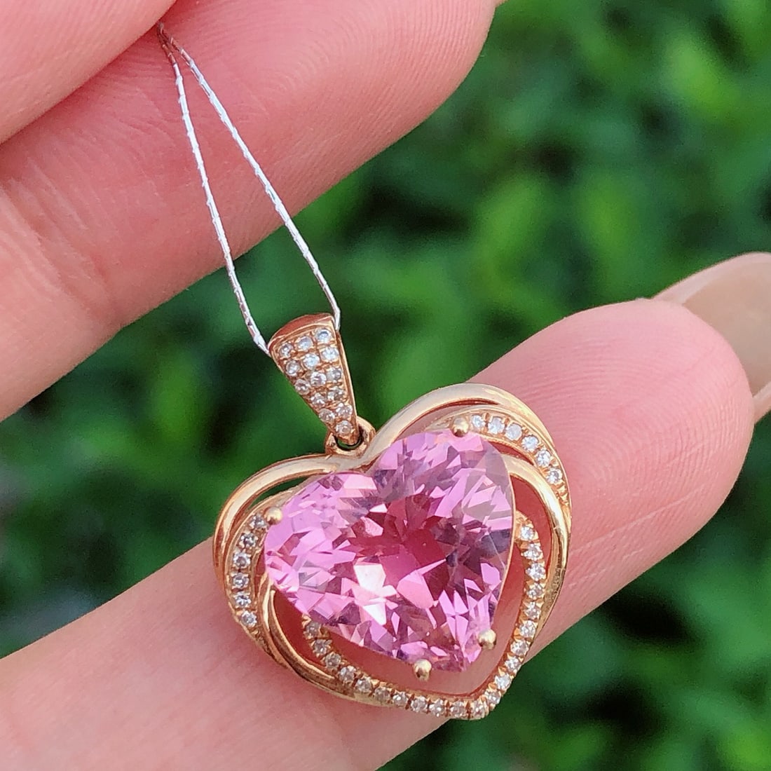 14k Gold 4.94 Ct Natural Tourmaline & Diamond Pendant( Without Chain ) - 5