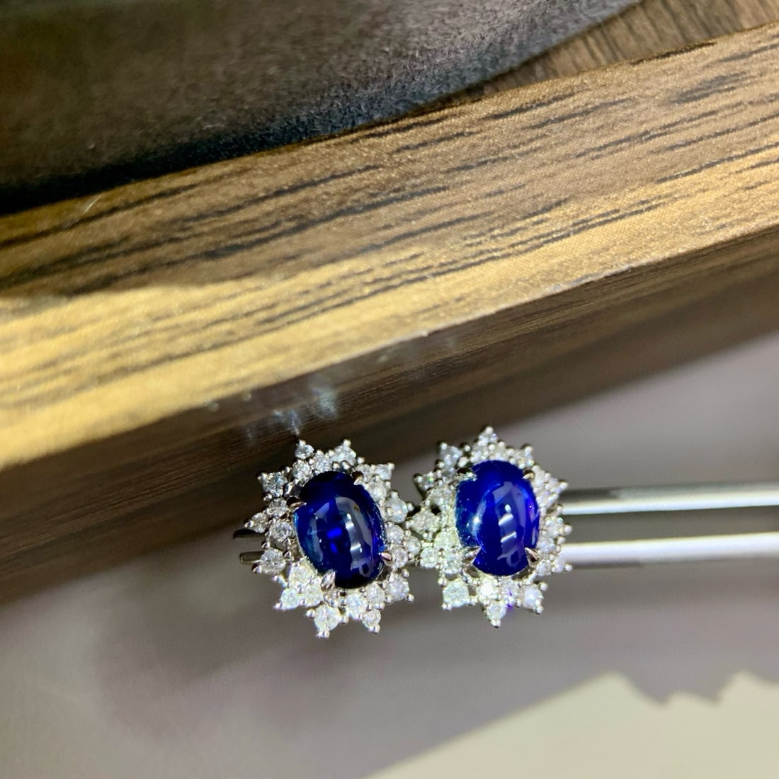 14k Gold 2.13 Ctw Natural Sapphire & Diamond Earrings - 2