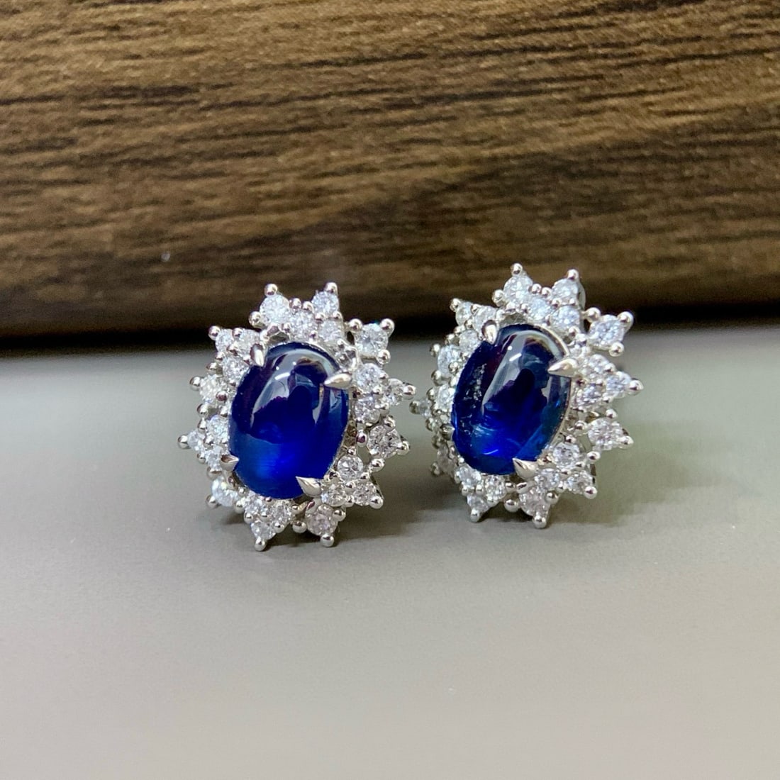 14k Gold 2.13 Ctw Natural Sapphire & Diamond Earrings - 3