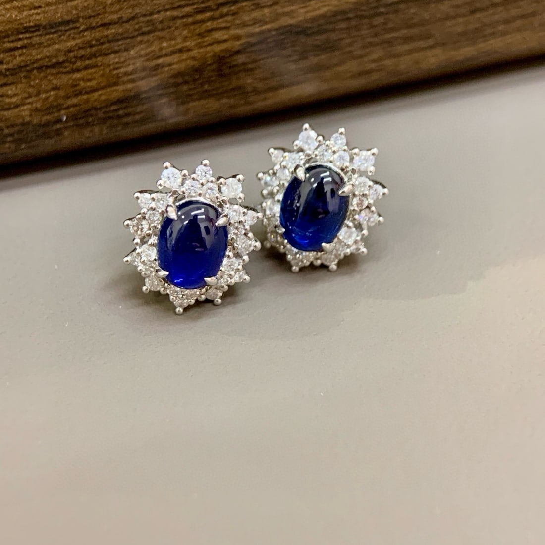 14k Gold 2.13 Ctw Natural Sapphire & Diamond Earrings - 4