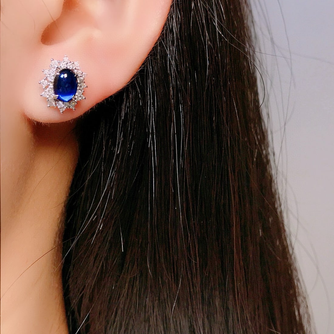14k Gold 2.13 Ctw Natural Sapphire & Diamond Earrings - 6