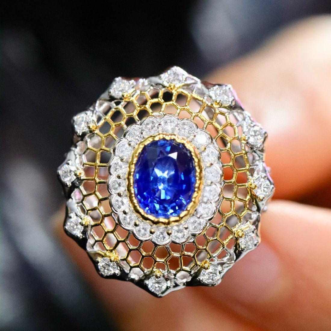 14k Gold 1.64 Ctw Natural Sapphire & Lab Grown Diamond Ring - 5