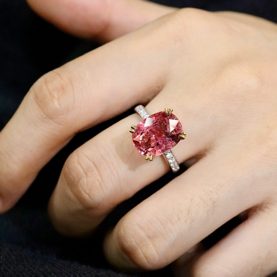 14k Gold 8.37 Ctw Natural Tourmaline & Diamond Ring - 2