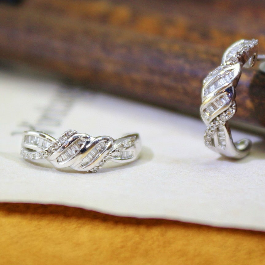 14k Gold 0.35 Ct Natural H Diamond Earrings - 2