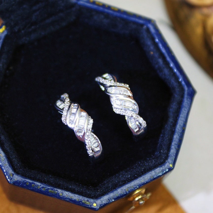 14k Gold 0.35 Ct Natural H Diamond Earrings - 3