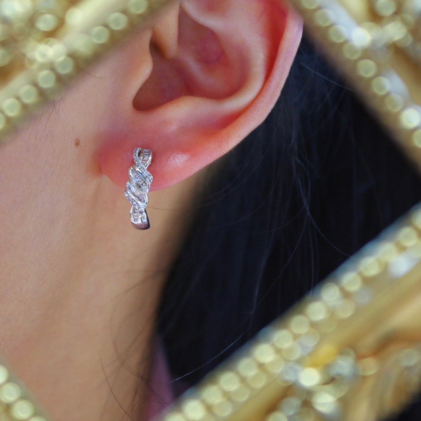 14k Gold 0.35 Ct Natural H Diamond Earrings - 4