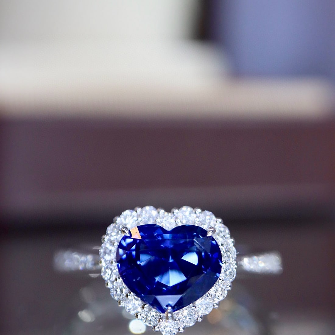 14k Gold 1.80 Ctw Natural Sapphire & Diamond Ring: Ref:230998230 // gold content:14k gold // ring size:7. 25us // // main gemstone:sapphire // shape:heart // carat weight:1. 58ct // color:blue // treatment:natural // // adjacent gemstone 2 : diamond