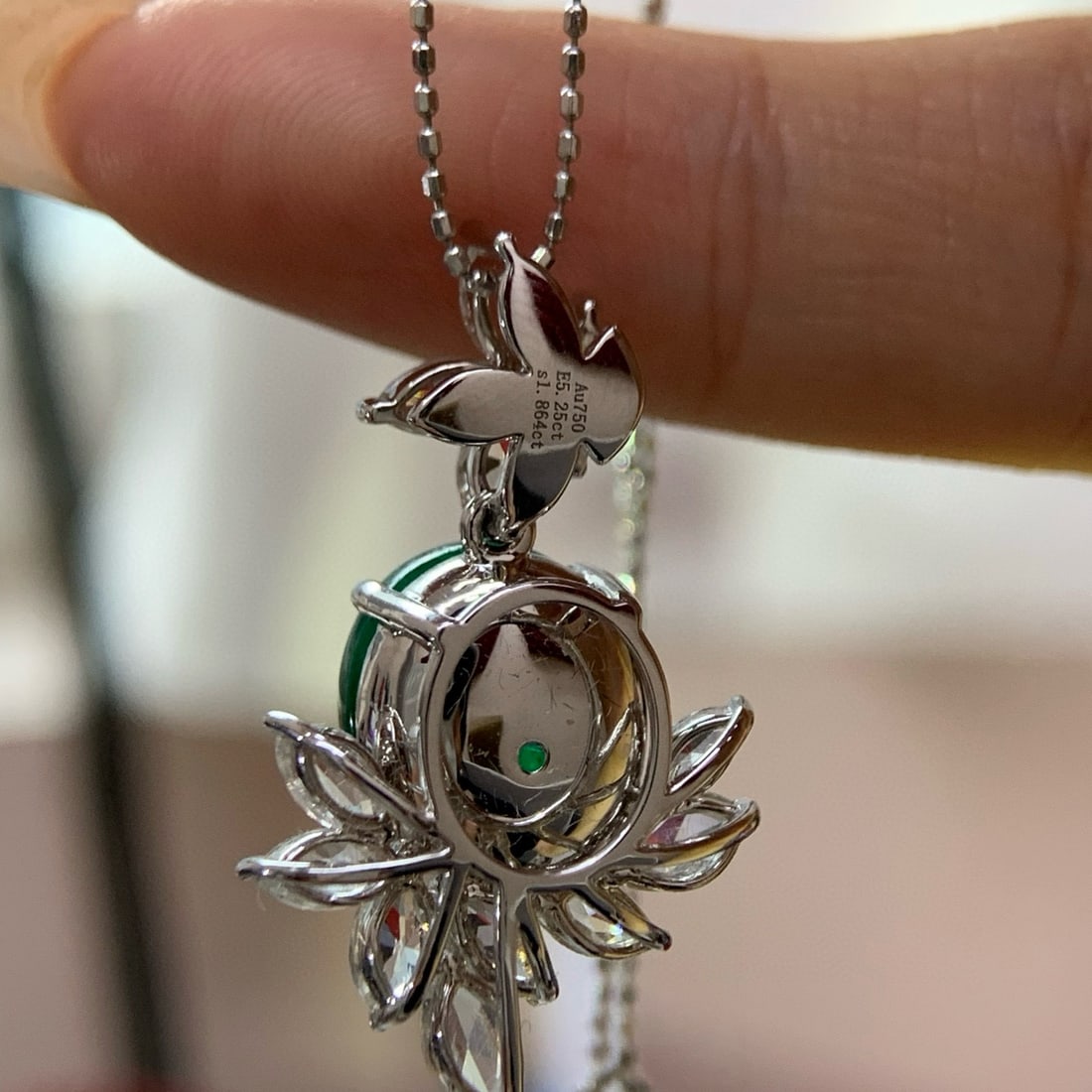 14k Gold 7.11 Ctw Vivid Green Natural Emerald & Sapphire Pendant( Without Chain ) - 3