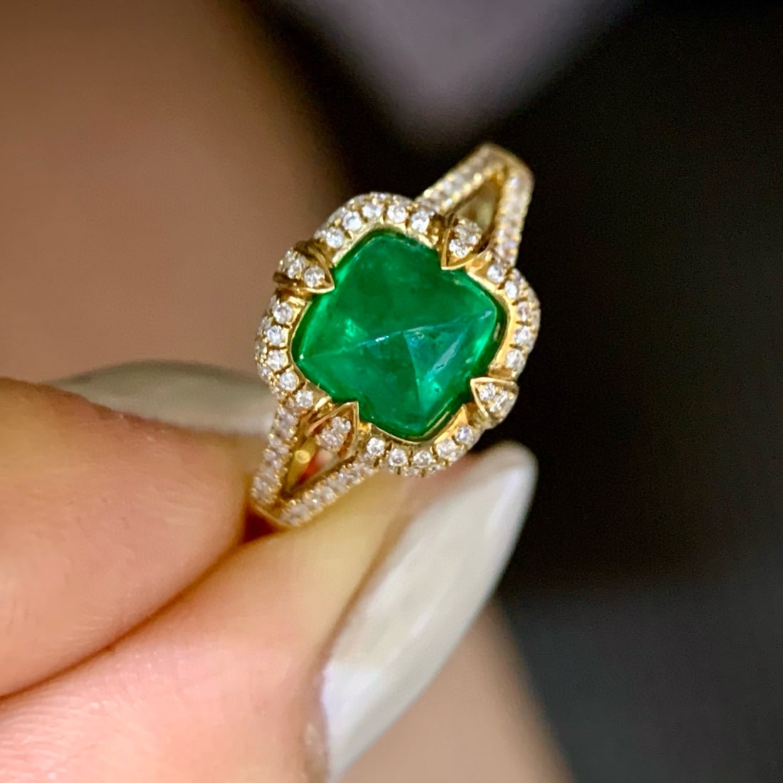 14k Gold 2.01 Ctw Vivid Green Natural Emerald & Diamond Ring - 2