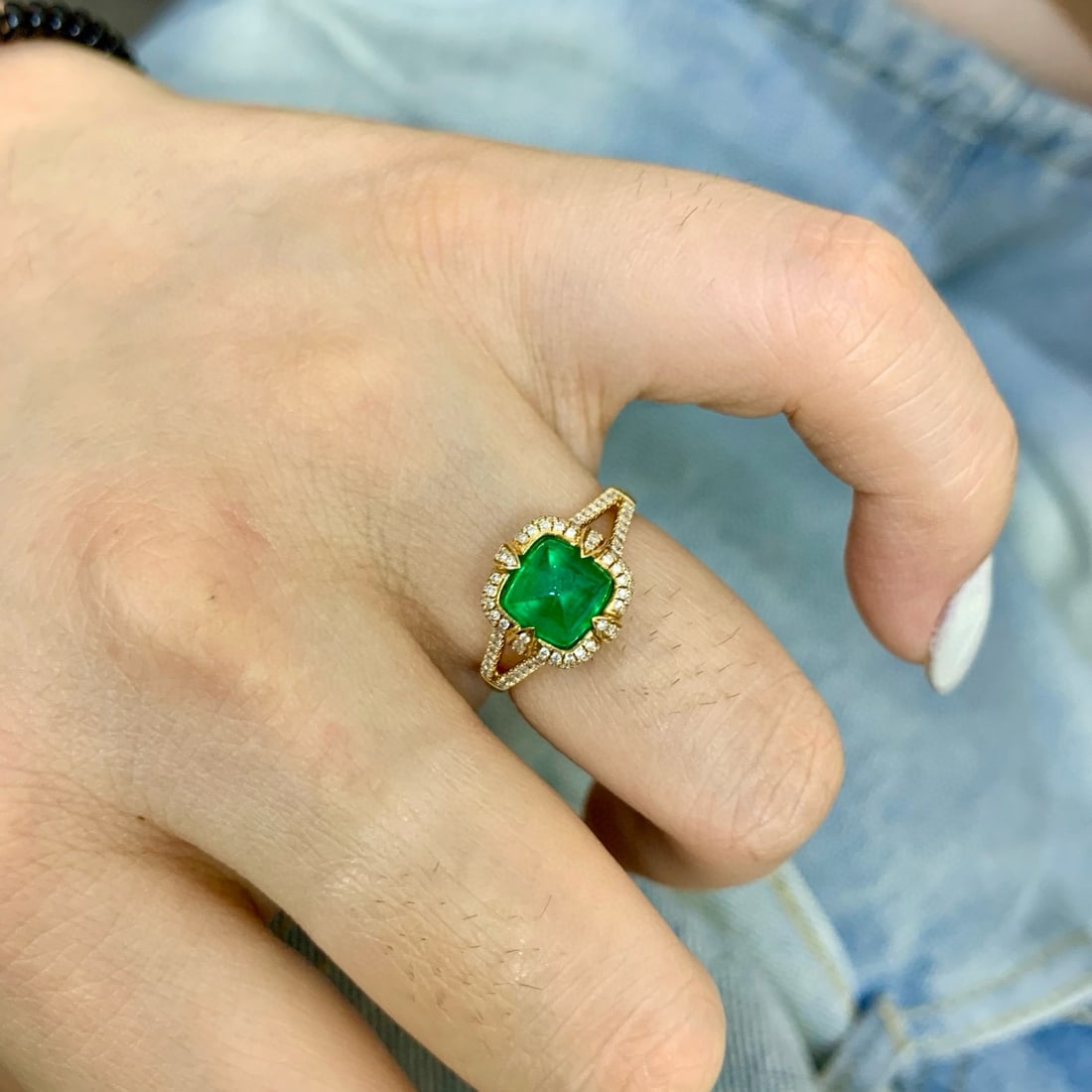 14k Gold 2.01 Ctw Vivid Green Natural Emerald & Diamond Ring - 5