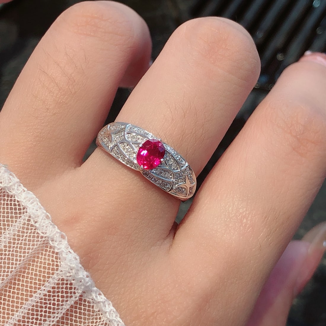 14k Gold 0.68 Ct Natural Ruby & Diamond Ring - 5