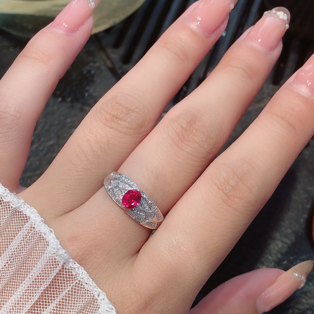 14k Gold 0.68 Ct Natural Ruby & Diamond Ring - 6