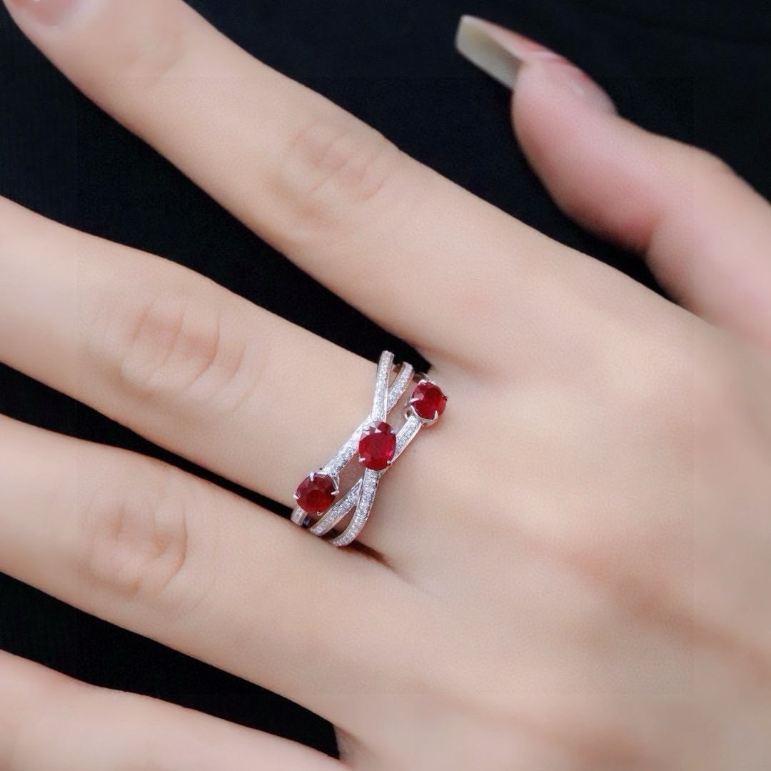 14k Gold 1.32 Ctw Natural Ruby & Diamond Ring - 2