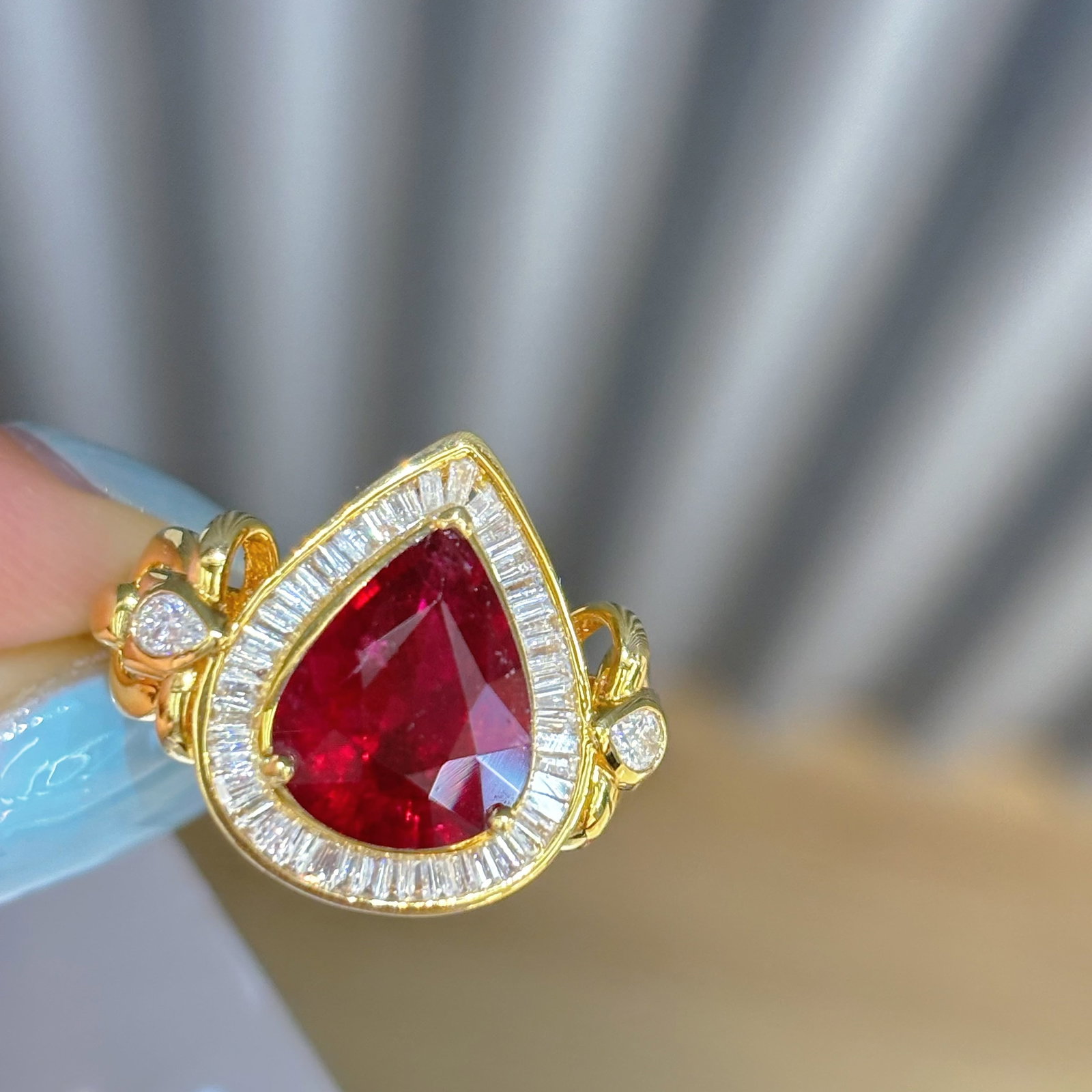 14k Gold 3 Ct Natural Tourmaline & Diamond Ring - 3