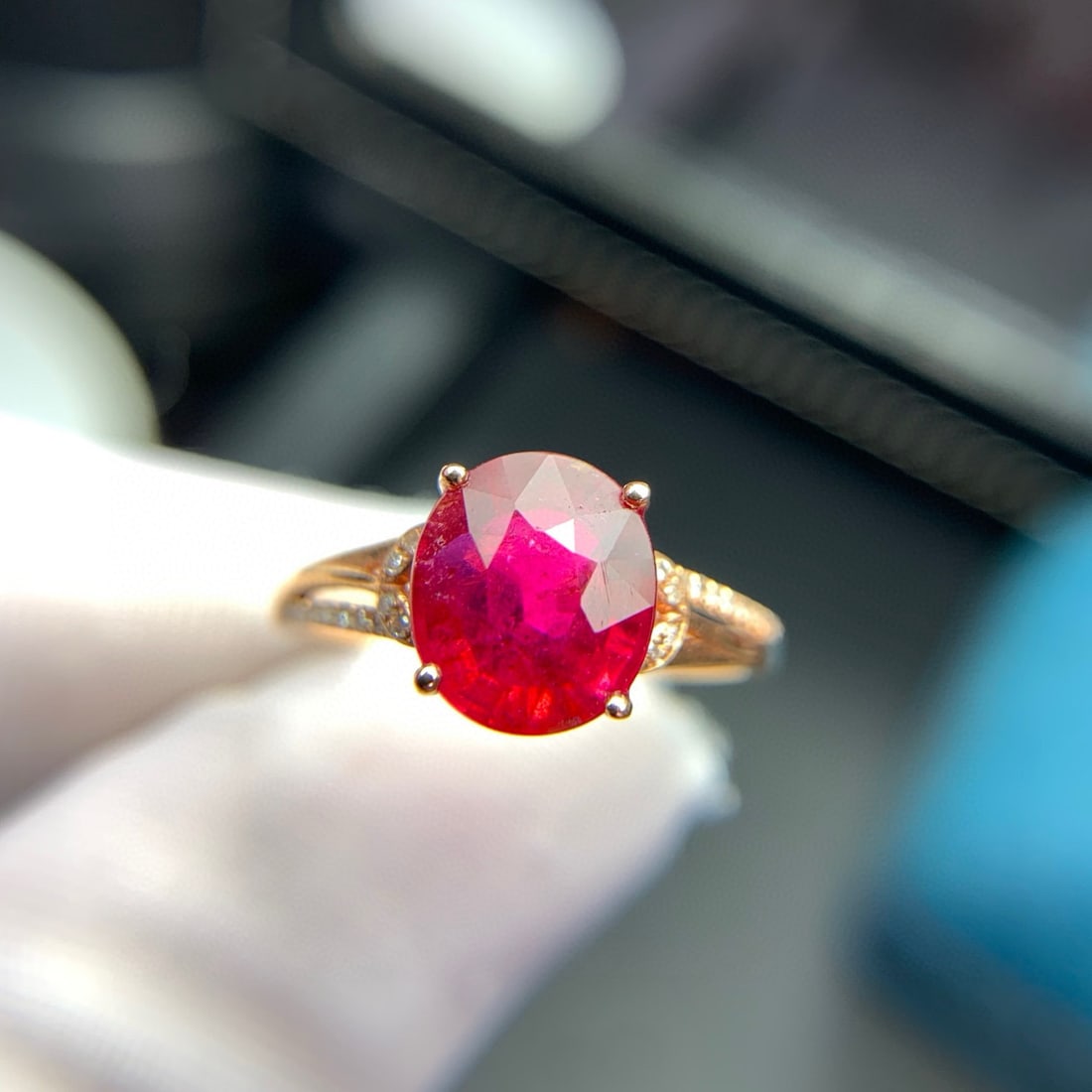 14k Gold 2.73 Ct Natural Tourmaline & Diamond Ring - 4