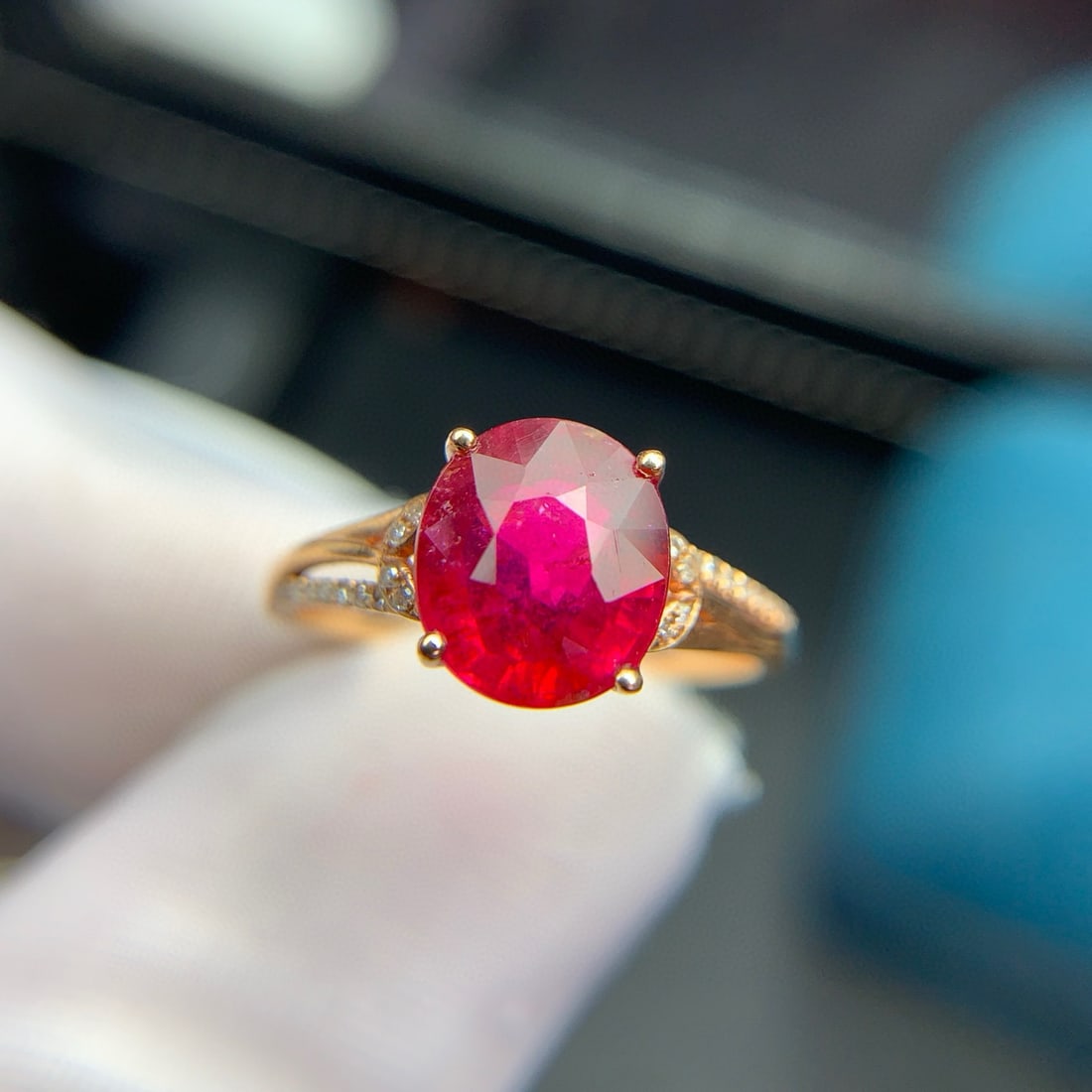 14k Gold 2.73 Ct Natural Tourmaline & Diamond Ring - 6