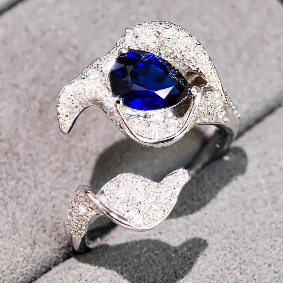 14k Gold 2.02 Ctw Natural Sapphire & Diamond Ring - 2