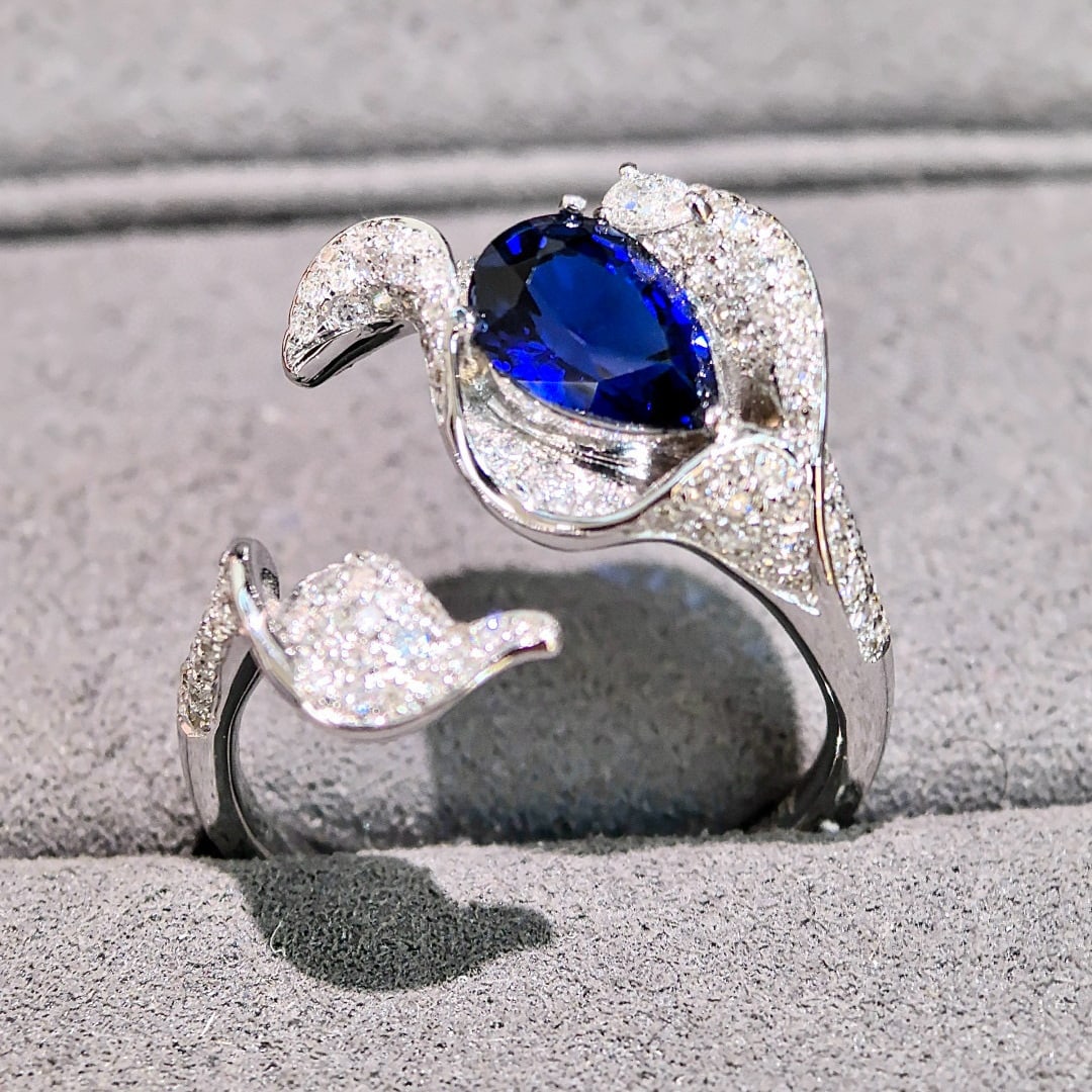 14k Gold 2.02 Ctw Natural Sapphire & Diamond Ring - 3