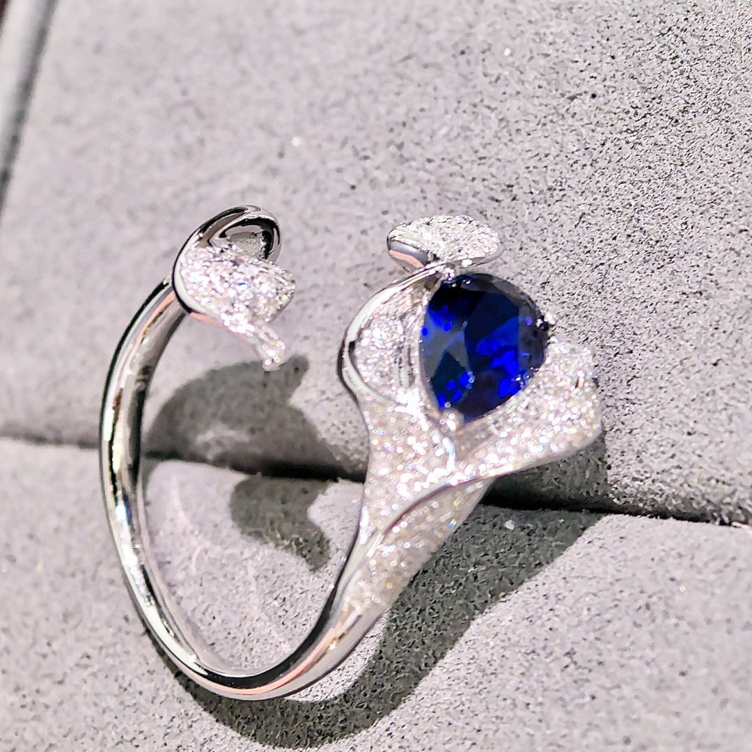 14k Gold 2.02 Ctw Natural Sapphire & Diamond Ring - 5