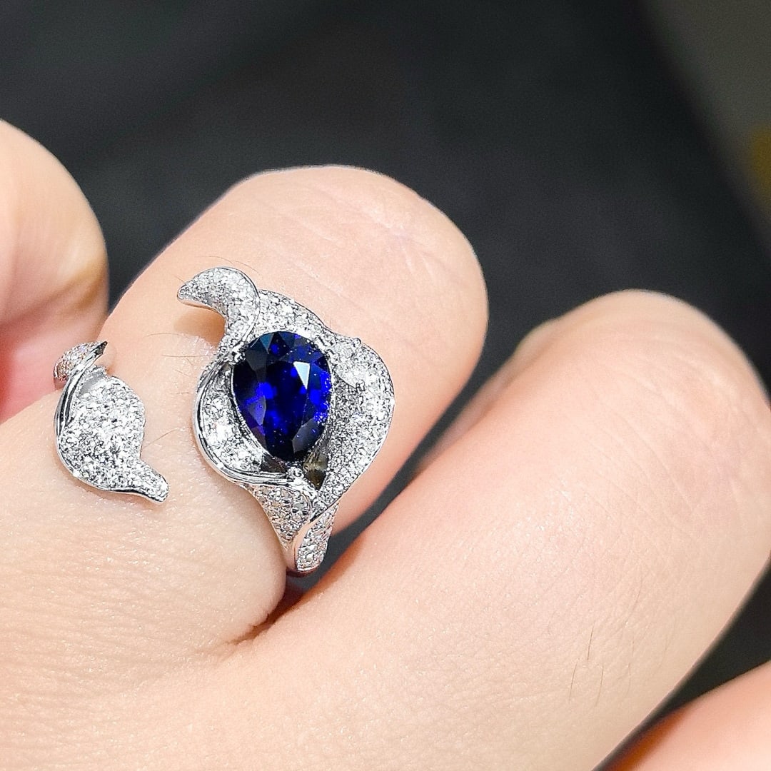 14k Gold 2.02 Ctw Natural Sapphire & Diamond Ring - 6