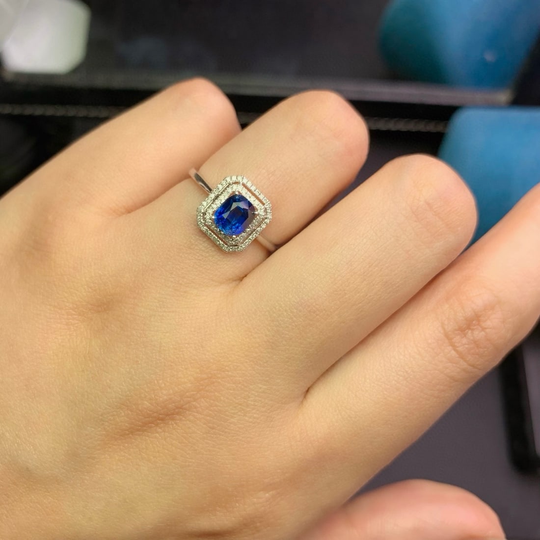 14k Gold 1.09 Ct Natural Sapphire & Diamond Ring - 7