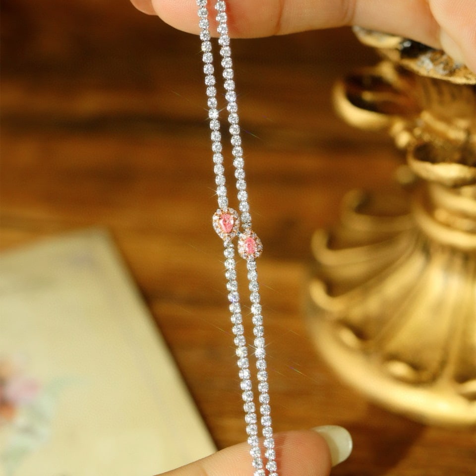 14k Gold 2.21 Ctw Natural Pink Diamond & Diamond Bracelet - 2