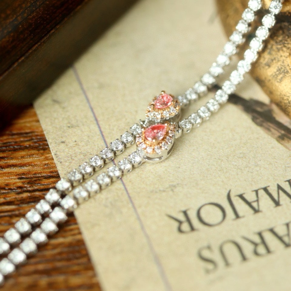 14k Gold 2.21 Ctw Natural Pink Diamond & Diamond Bracelet - 4