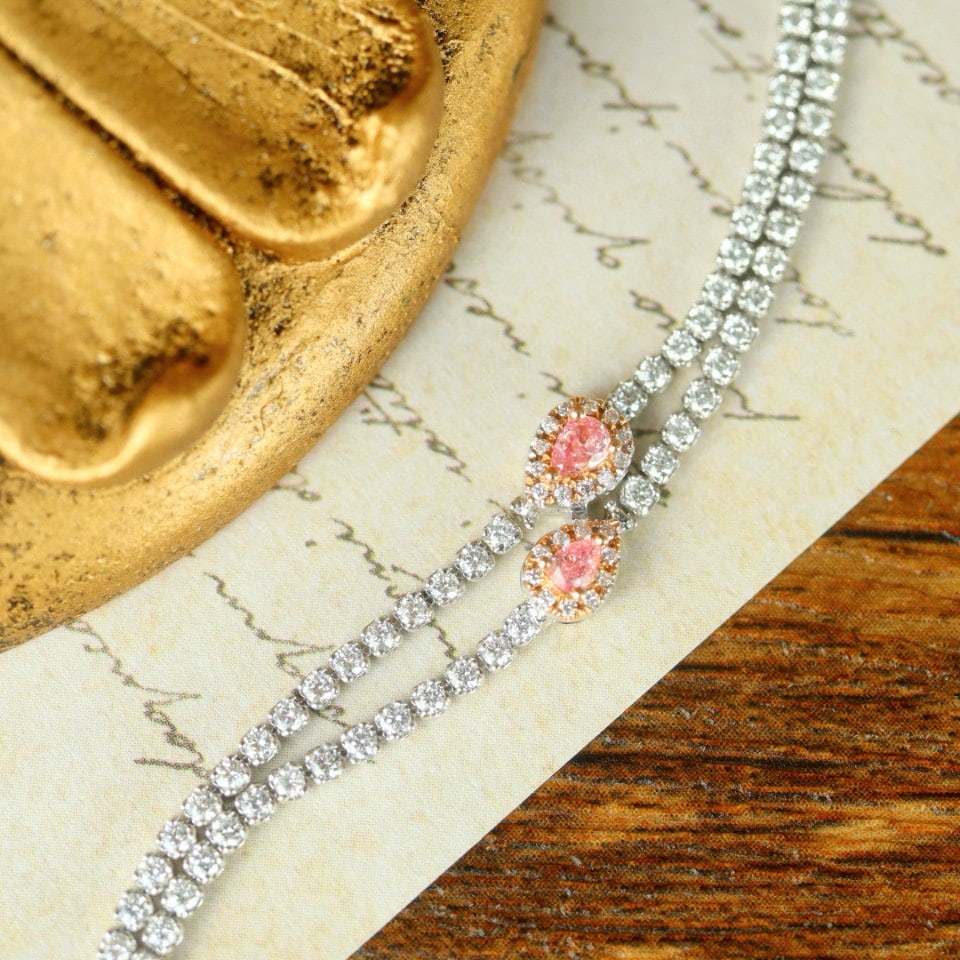 14k Gold 2.21 Ctw Natural Pink Diamond & Diamond Bracelet - 5