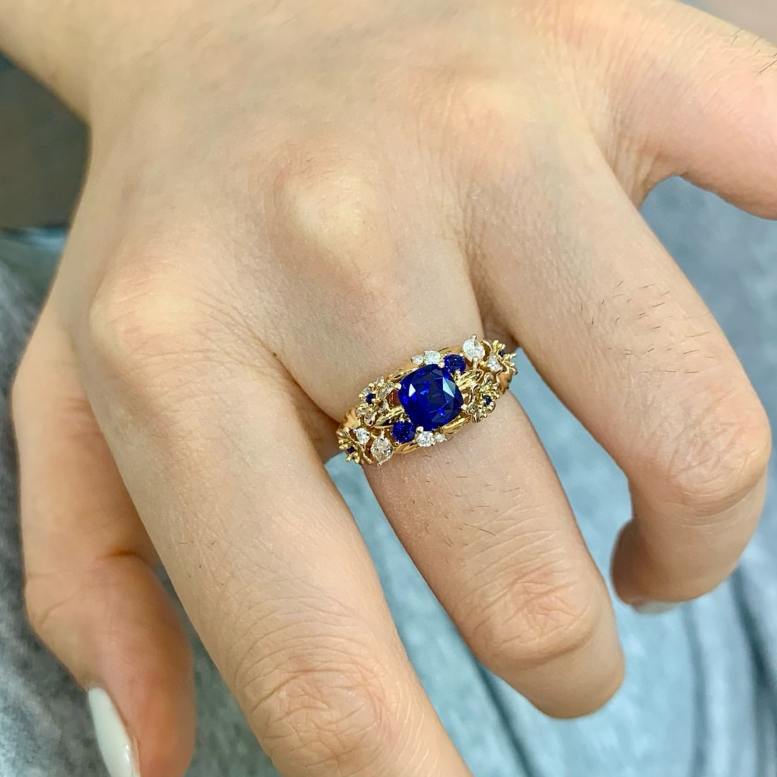 14k Gold 1.44 Ctw Natural Sapphire & Diamond Ring - 2