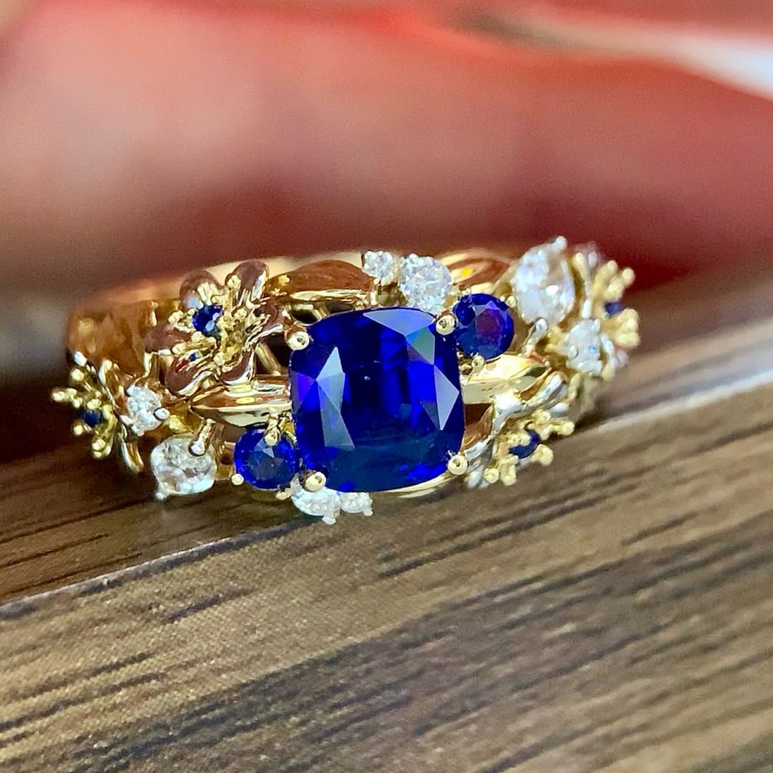 14k Gold 1.44 Ctw Natural Sapphire & Diamond Ring - 3