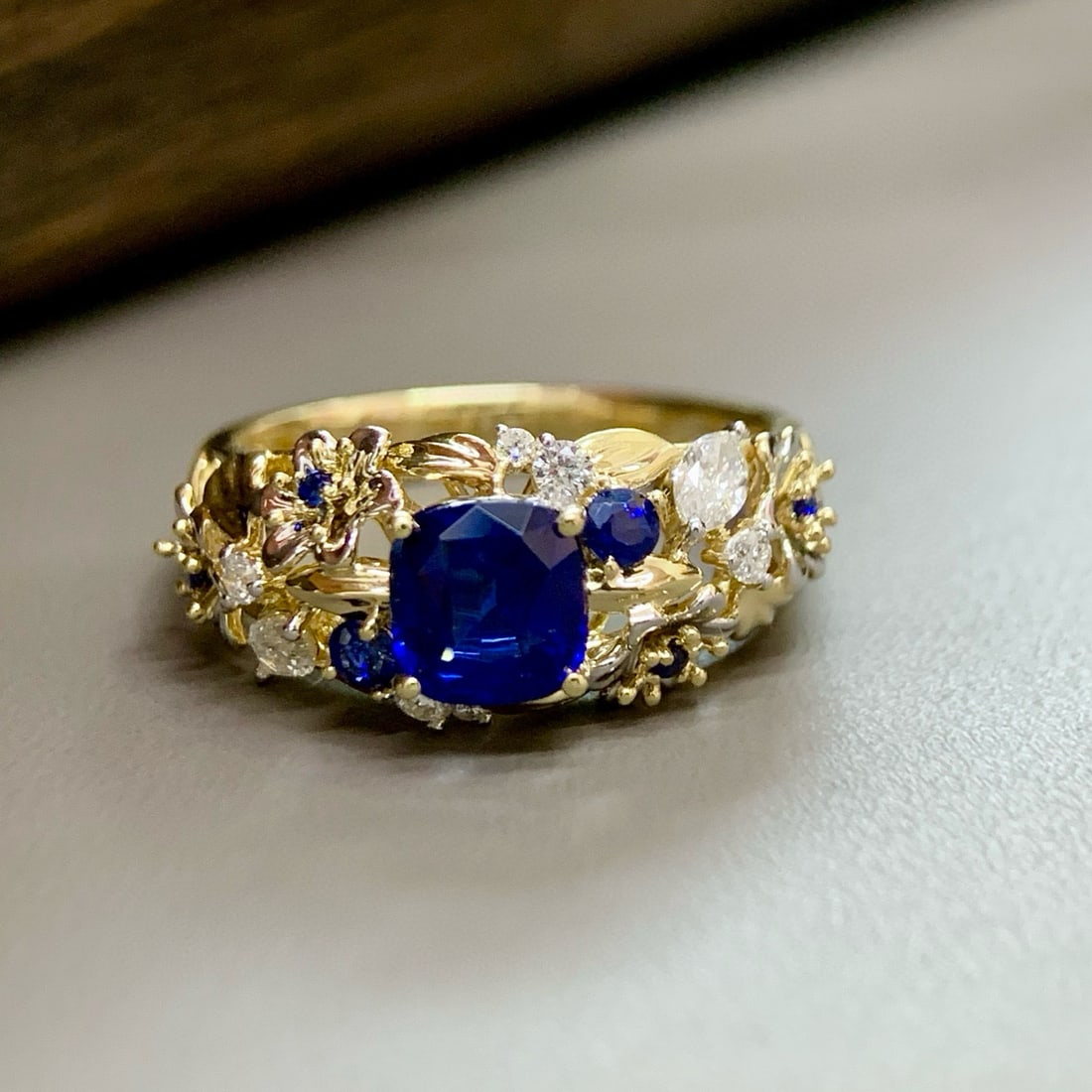 14k Gold 1.44 Ctw Natural Sapphire & Diamond Ring - 5