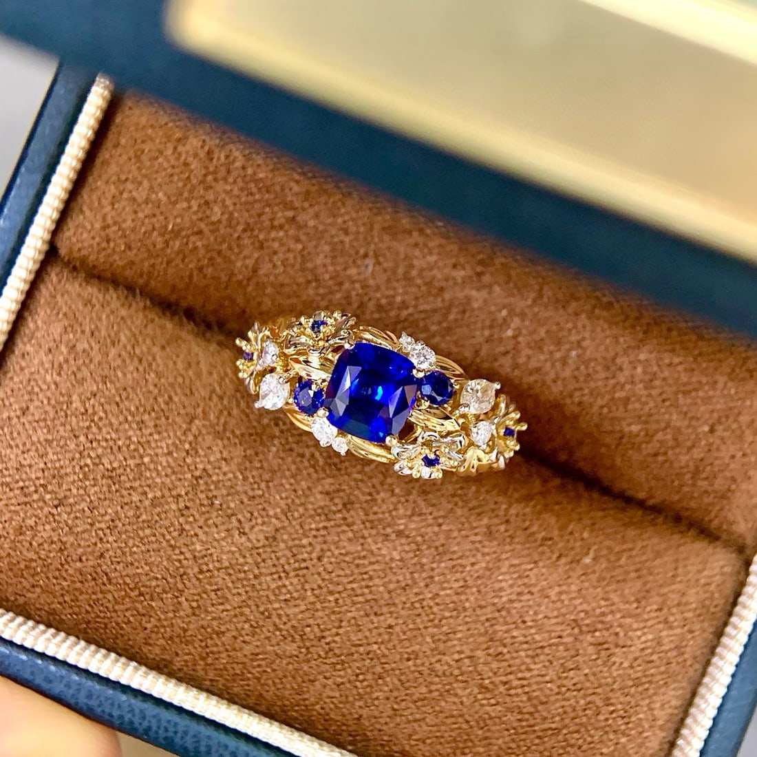 14k Gold 1.44 Ctw Natural Sapphire & Diamond Ring - 7