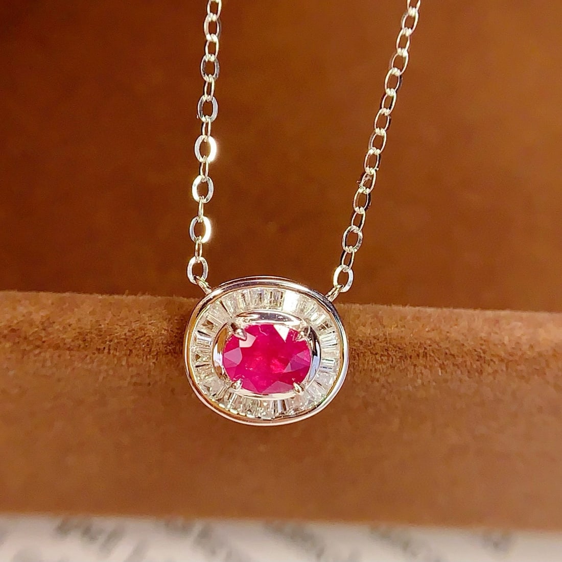 14k Gold 0.4 Ct Natural Ruby & Diamond Necklace - 3