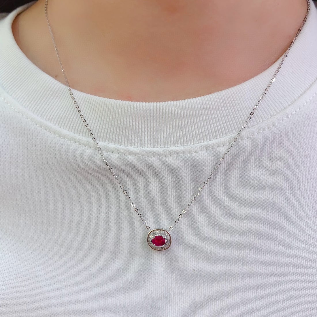 14k Gold 0.4 Ct Natural Ruby & Diamond Necklace - 5