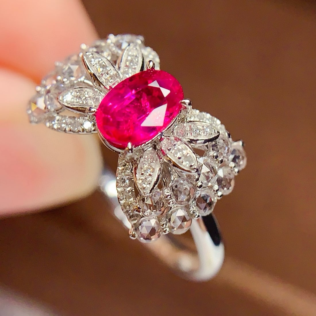 14k Gold 1 Ct Natural Ruby & Diamond & Sapphire Ring - 2