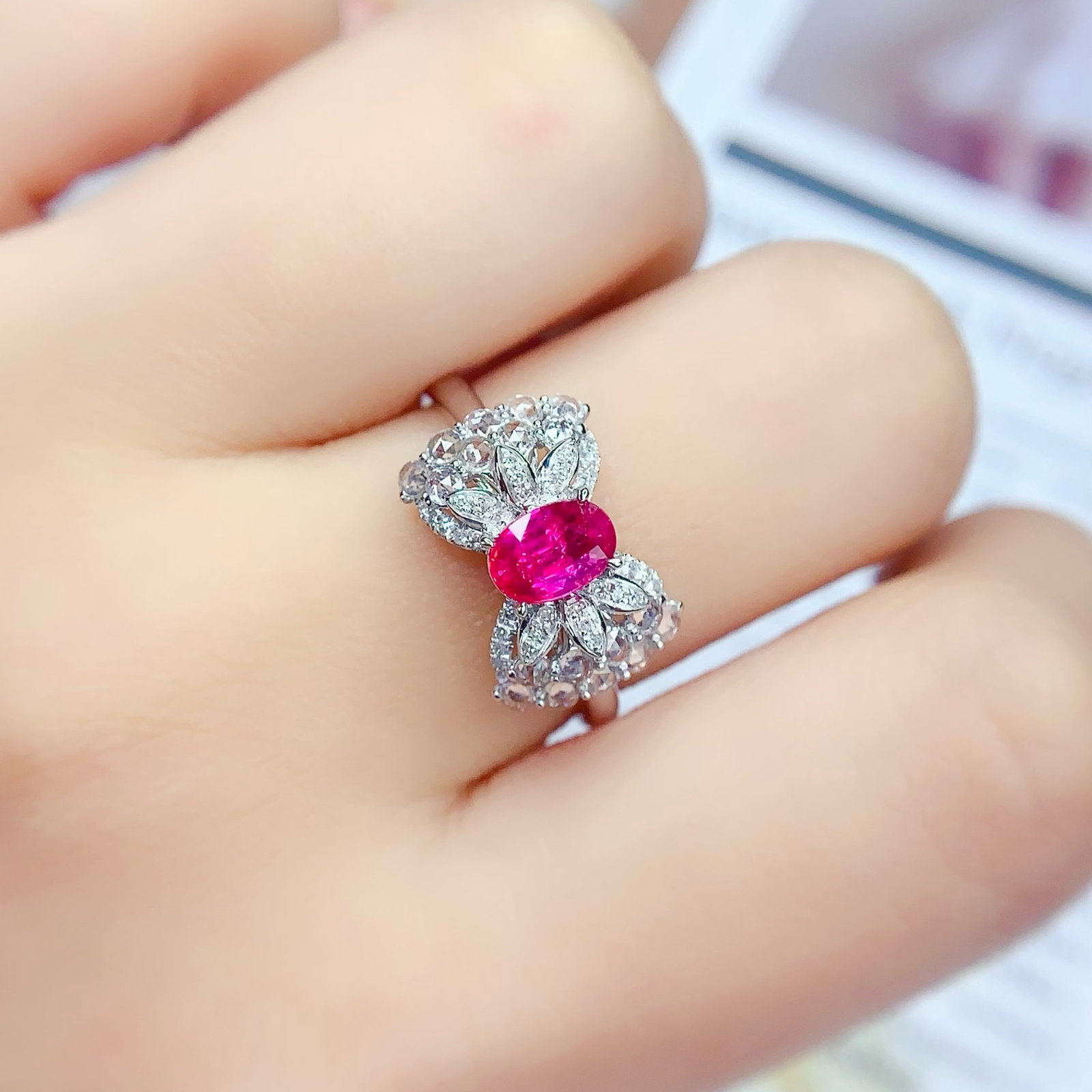 14k Gold 1 Ct Natural Ruby & Diamond & Sapphire Ring - 3