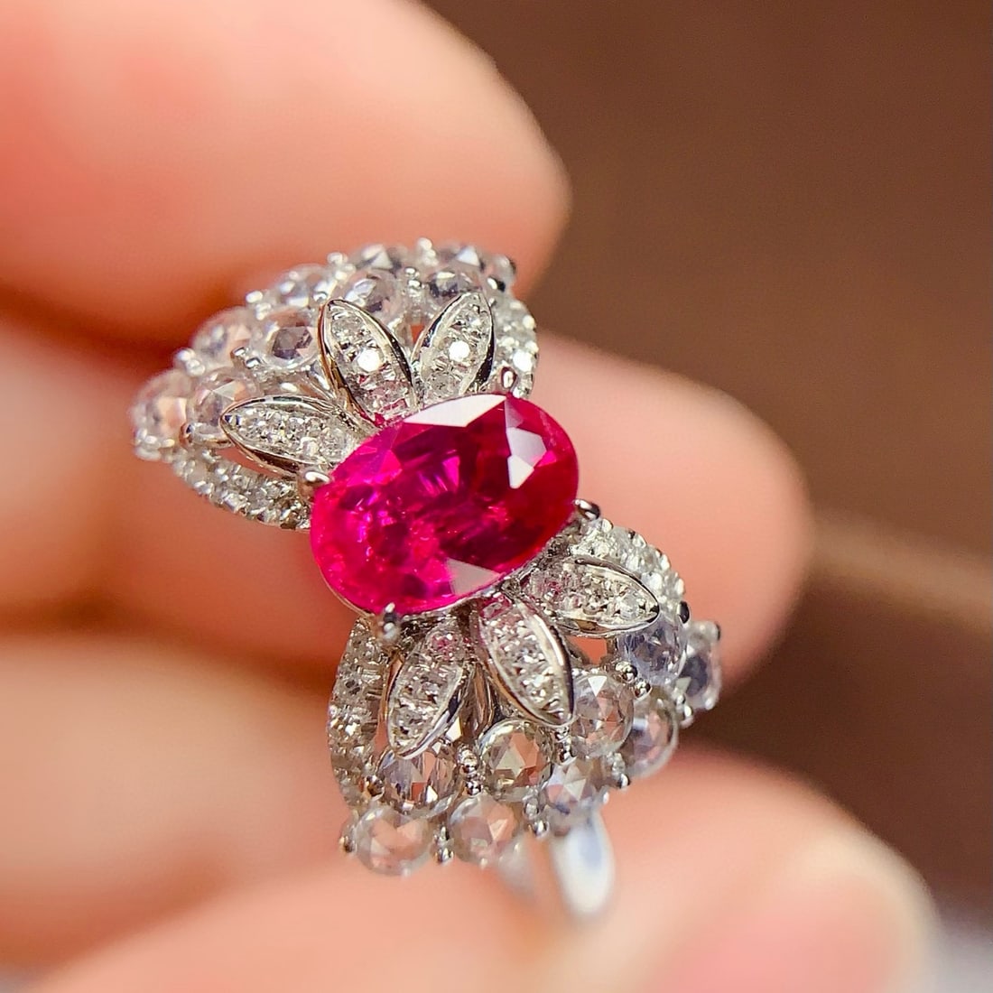 14k Gold 1 Ct Natural Ruby & Diamond & Sapphire Ring - 4