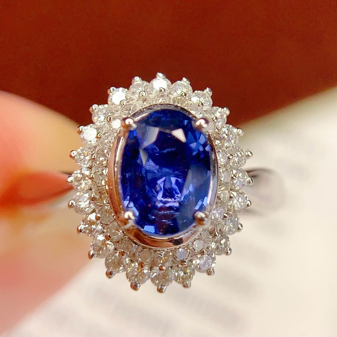 14k Gold 1.16 Ct Natural Sapphire & Diamond Ring - 2