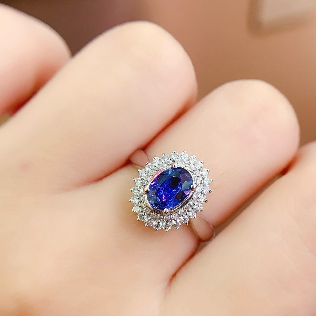 14k Gold 1.16 Ct Natural Sapphire & Diamond Ring - 7