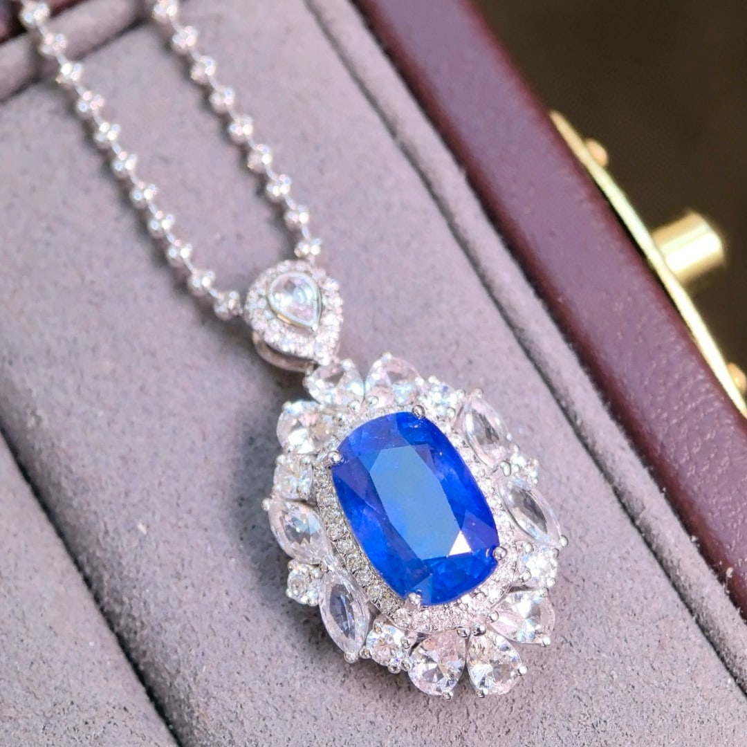 14k Gold 4.20 Ctw Natural Sapphire & Sapphire Pendant( Without Chain ) - 3