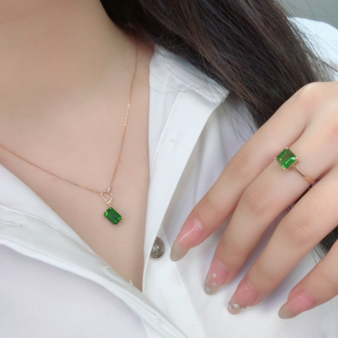 14k Gold 4.59 Ct Natural Tourmaline & Diamond Jewelry Set - 2