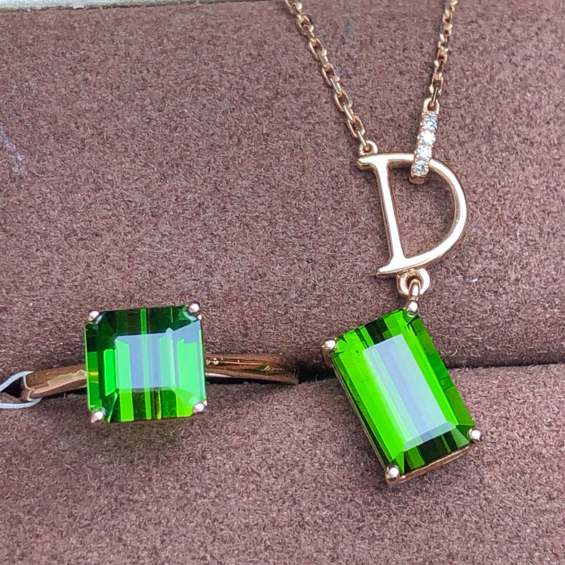 14k Gold 4.59 Ct Natural Tourmaline & Diamond Jewelry Set - 3