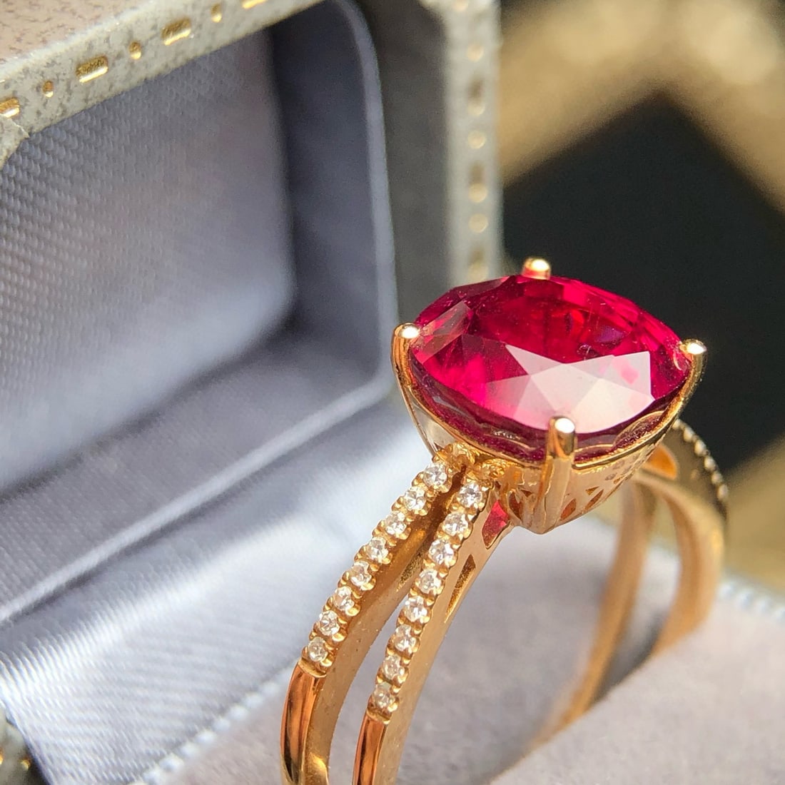 14k Gold 3.9 Ct Natural Tourmaline & Diamond Ring - 5