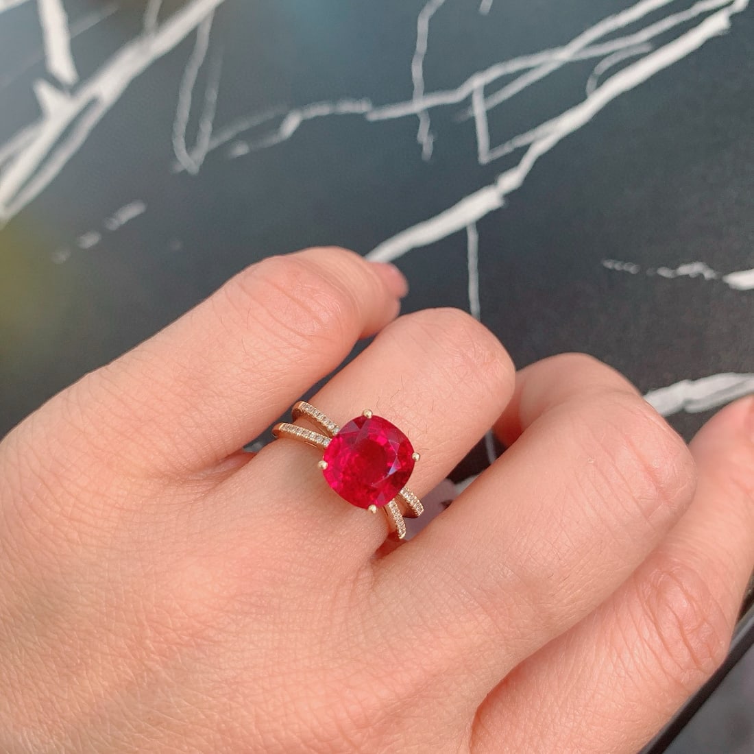 14k Gold 3.9 Ct Natural Tourmaline & Diamond Ring - 7