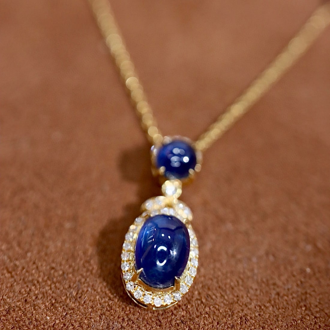 14k Gold 1.96 Ctw Natural Sapphire & Diamond Pendant( Without Chain ) - 2