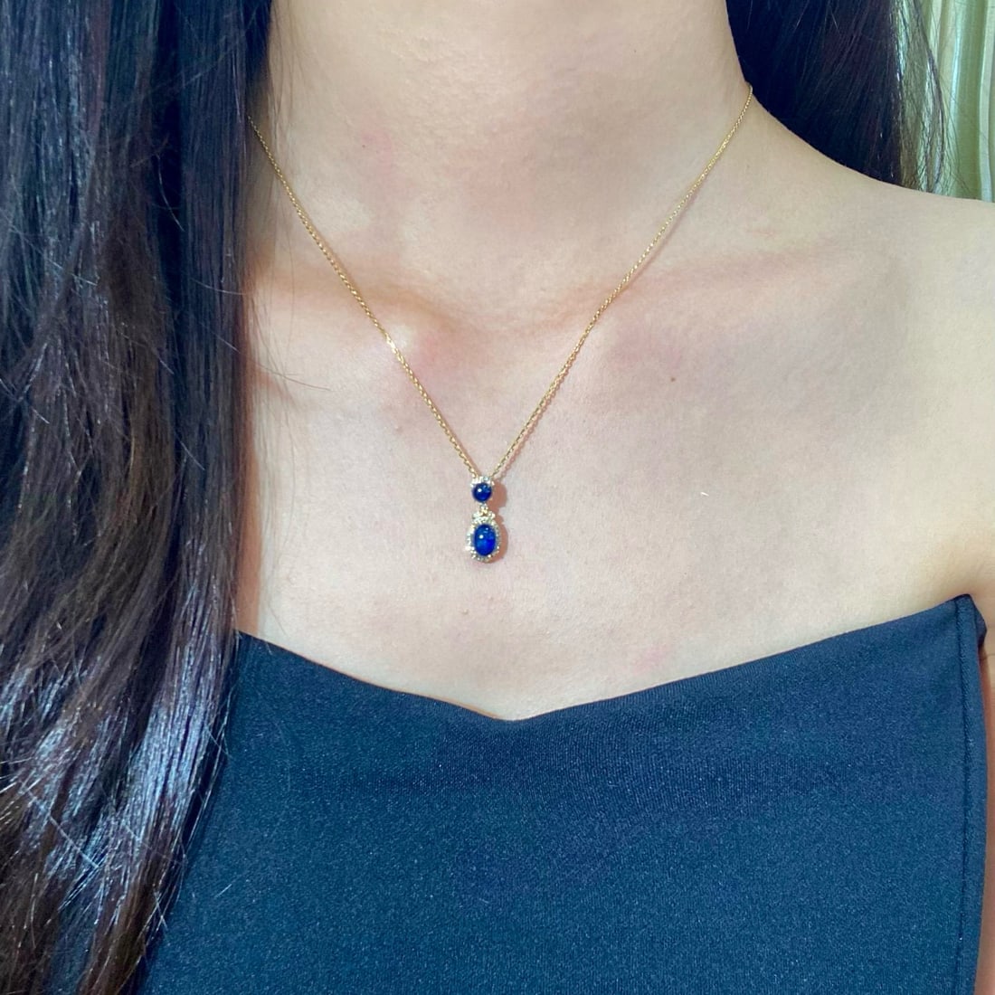14k Gold 1.96 Ctw Natural Sapphire & Diamond Pendant( Without Chain ) - 3